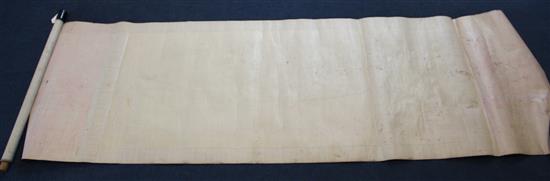 A Chinese scroll painting on silk, 19th century, main image 103cm x 54.5cm excluding borders